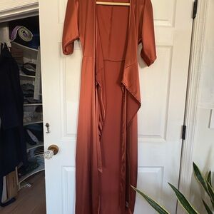 Elegant Rust Long Sleeve Dress